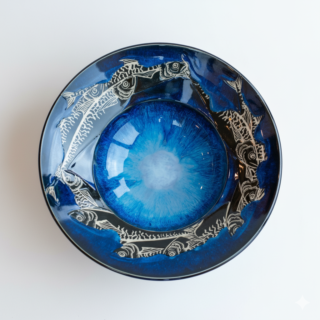 Sgvaffito Wave and Fish Ramen Soup Bowl