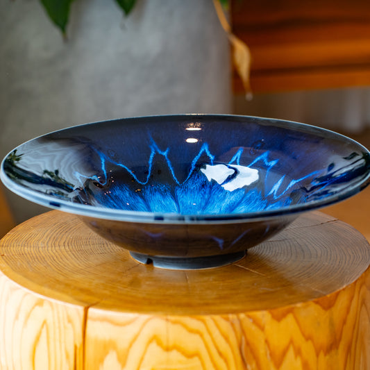 Large Deep Blue Bowl Reflecting Fractured Ocean Light