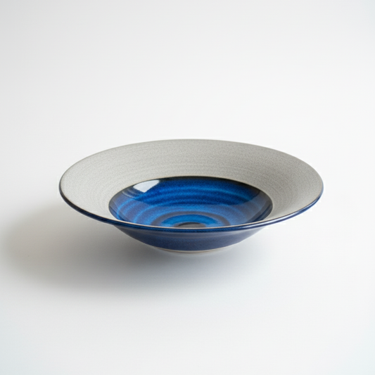 Large Fractured Ocean Light Granite Bowl