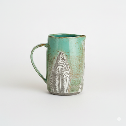 Coastal Hand-carved Fish Jug