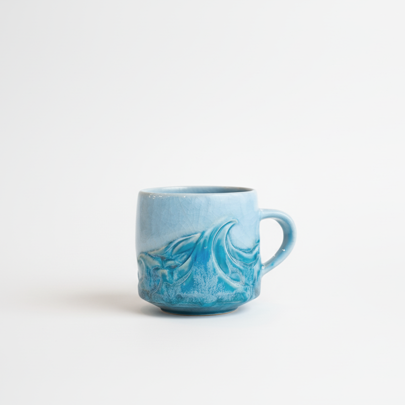 Hand-Carved Wave Mug